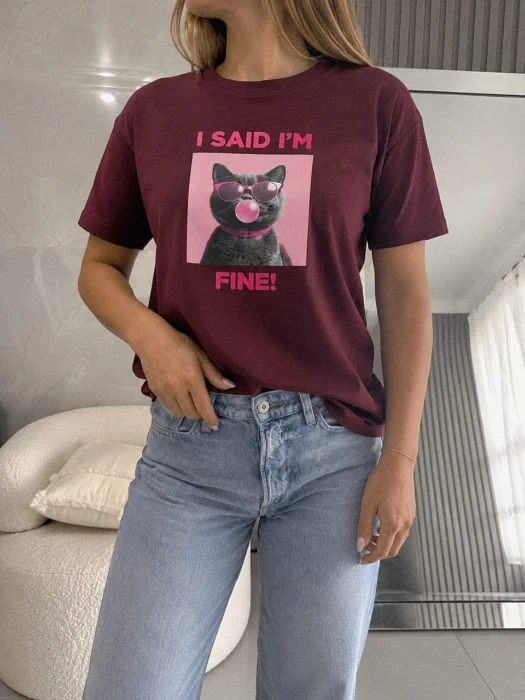 Remera Algodón Estampado "gatito"