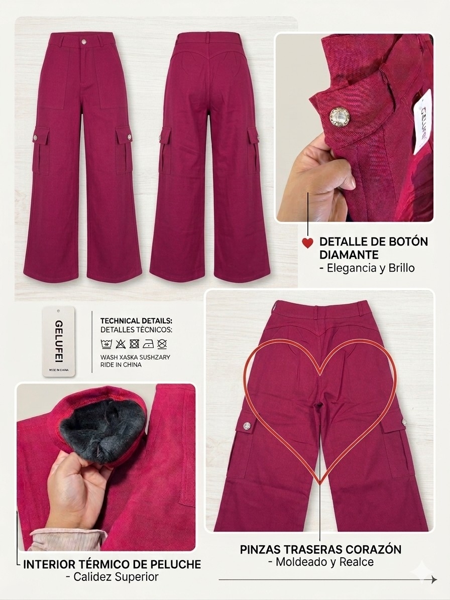 Pantalon Vengalina con Pinzas y Corte Estilo Corazon - Imagen 2