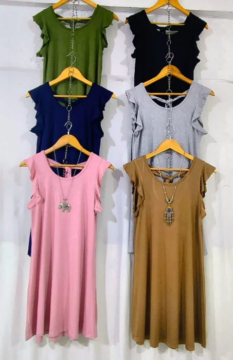 Vestido con  Manga Bolado y Lazo en la Espalda
