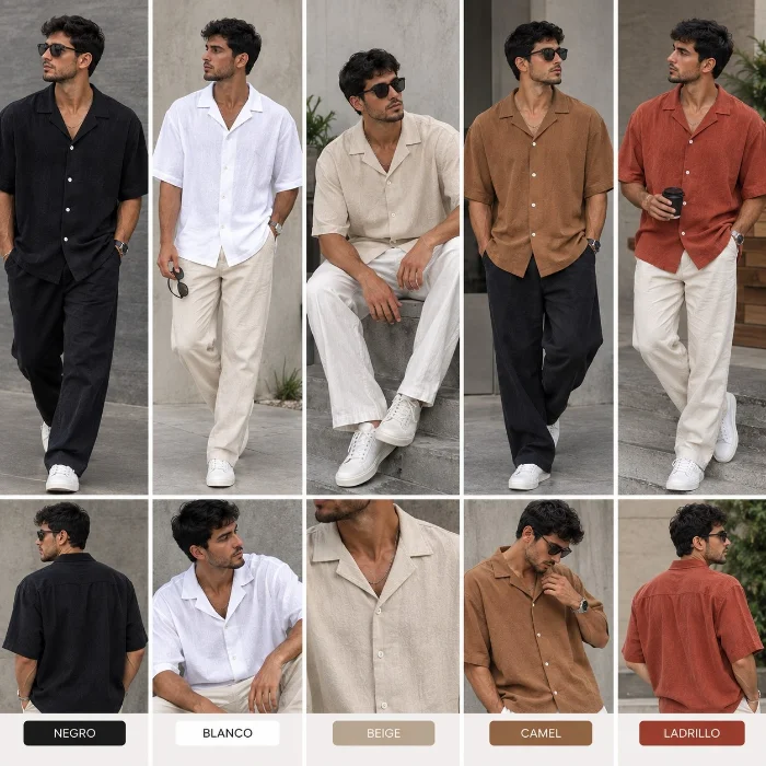 Camisas de Lino Manga Corte Overzise