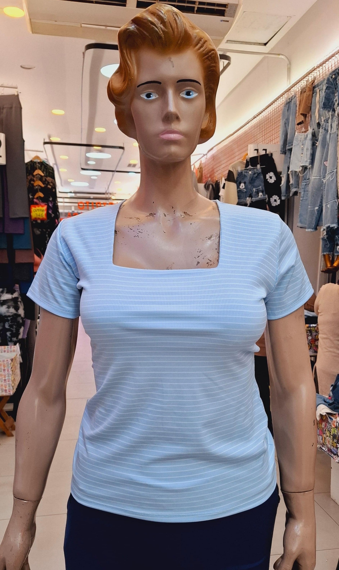 Remera de Morley Rayado Escote Cuadrado - Imagen 2