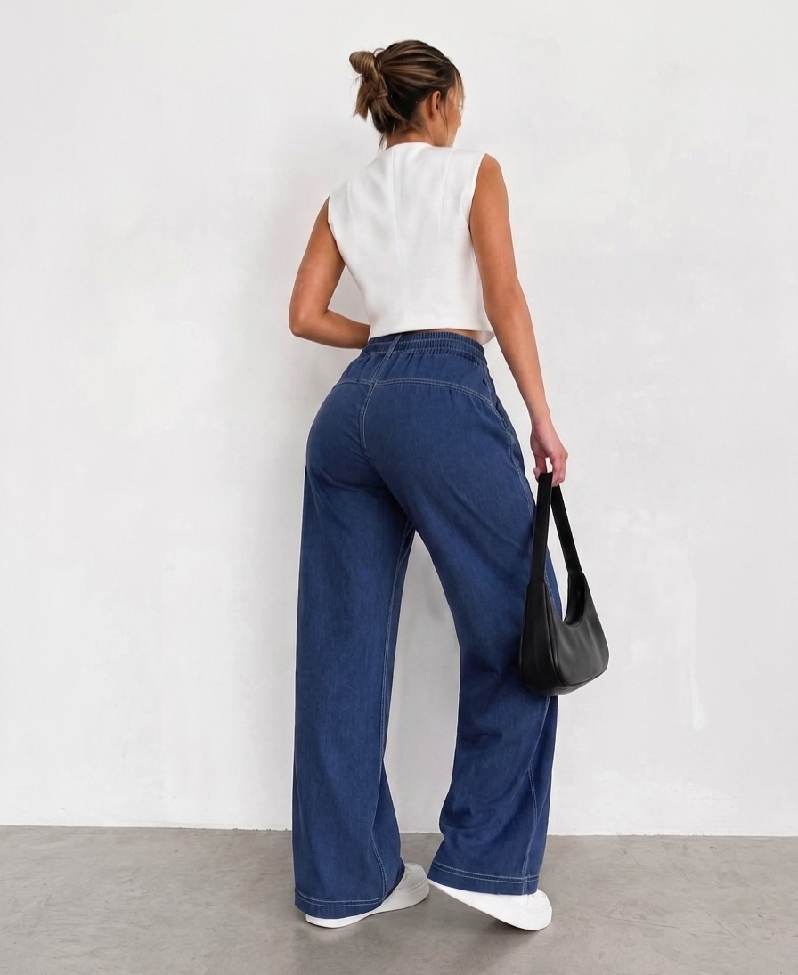 Pantalon Simil Jeans con Lineas Importado - Imagen 2