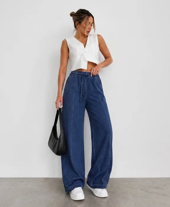 Pantalon Simil Jeans con Lineas Importado