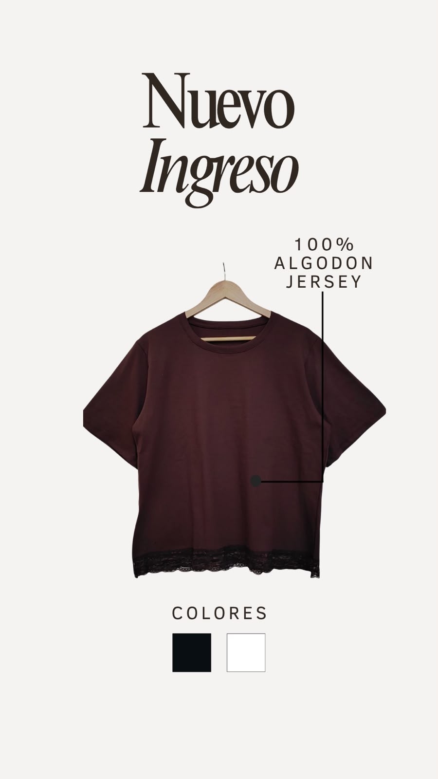 Remera Puntilla ( 100%algodon Yersey ) - Imagen 2