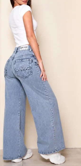Wide Leg B/bordado