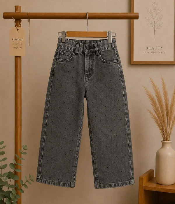 Jeans Mom Strass Negro