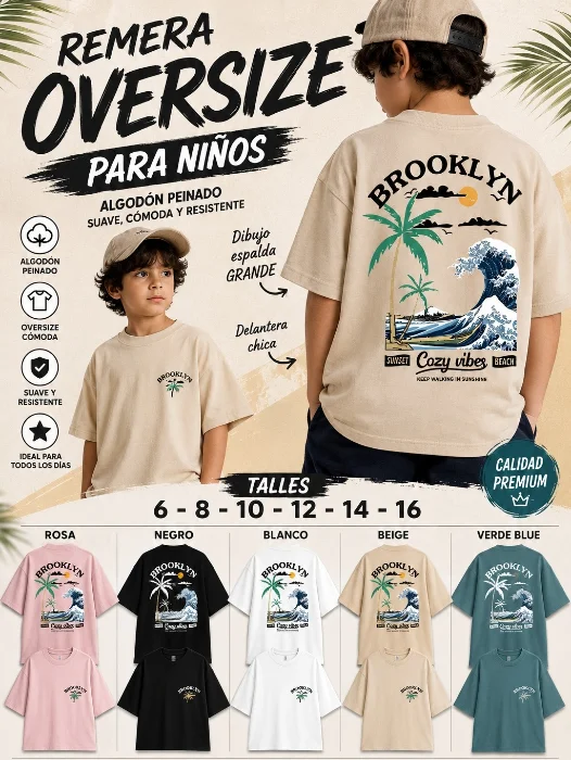 Remeras Oversize Estampado Algodón Peinado