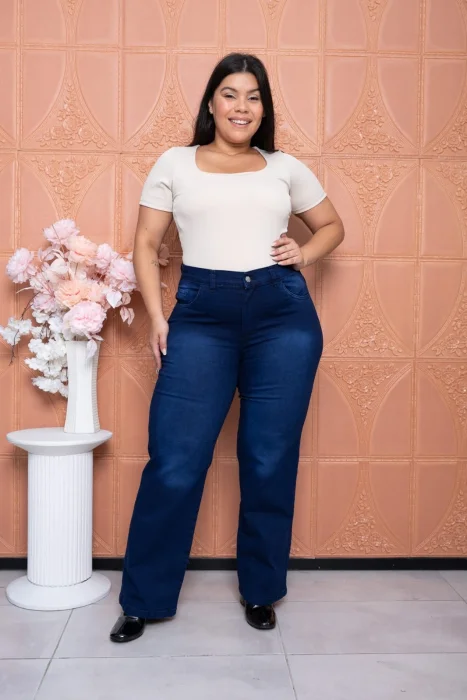 Jeans Wide Leg Azul Localizado