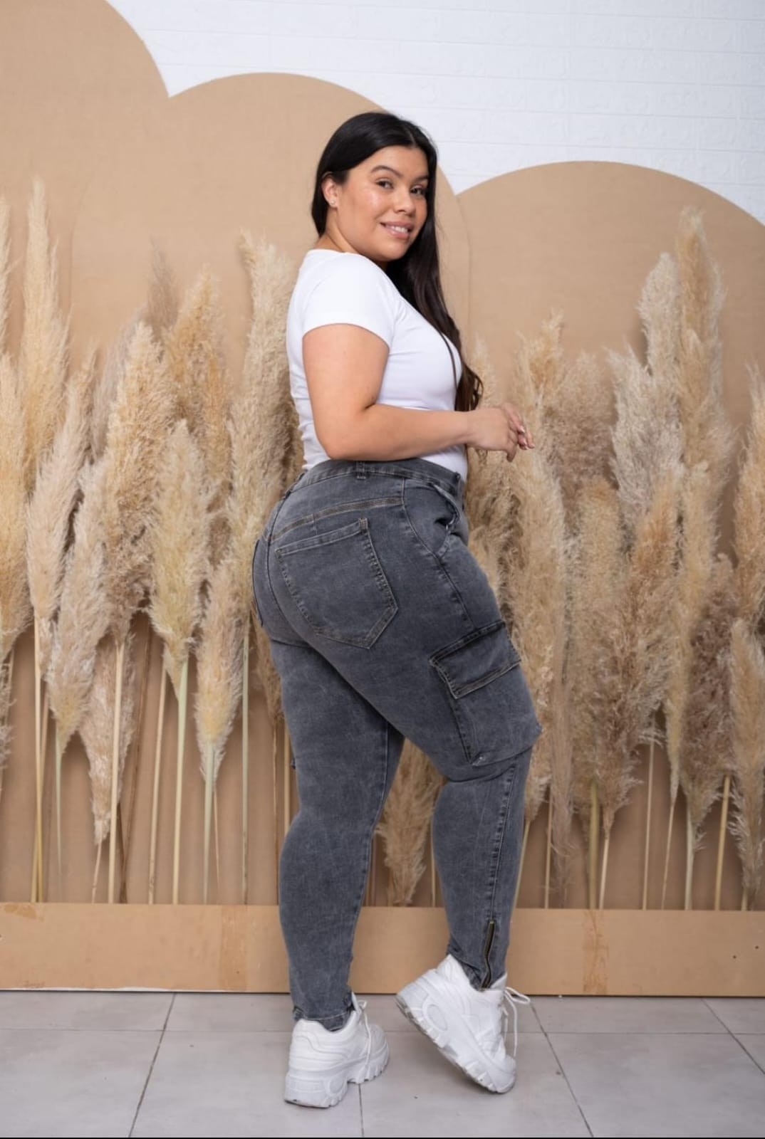 Jeans Gris Nevado Cargo y Cierre - Imagen 2