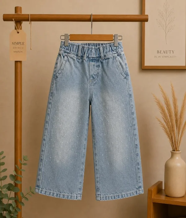 Wide Leg con Elástico y Strass