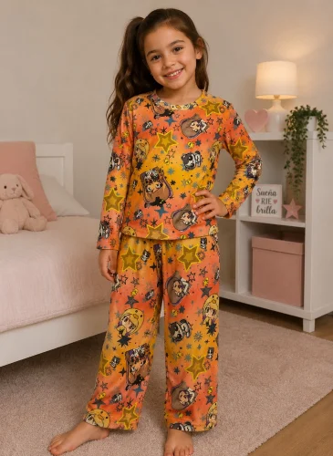 Conjuntos Pijamas Plush Bifaz Lina Mandarina