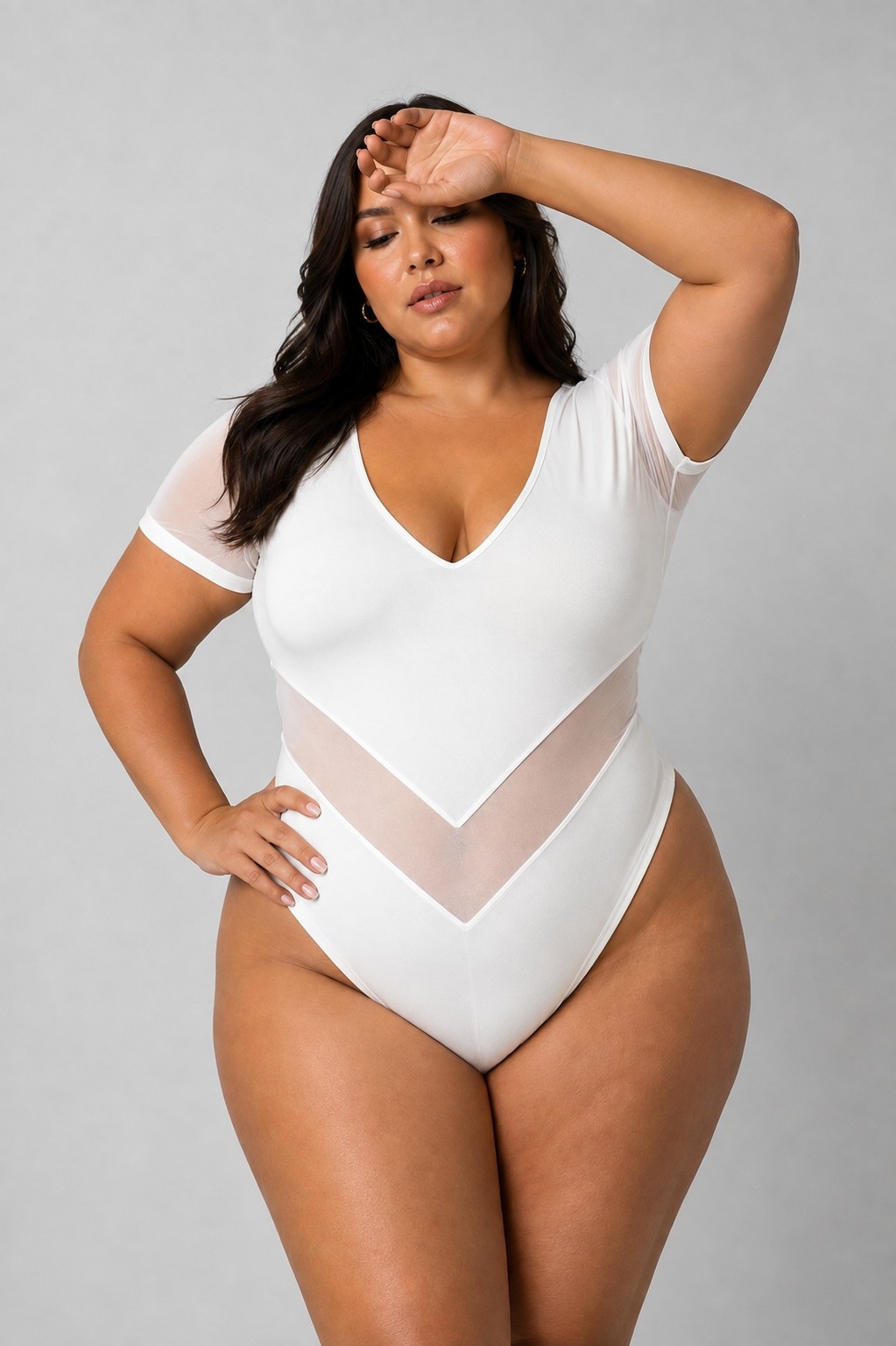 Body Escote V Tull Curvy - Imagen 3