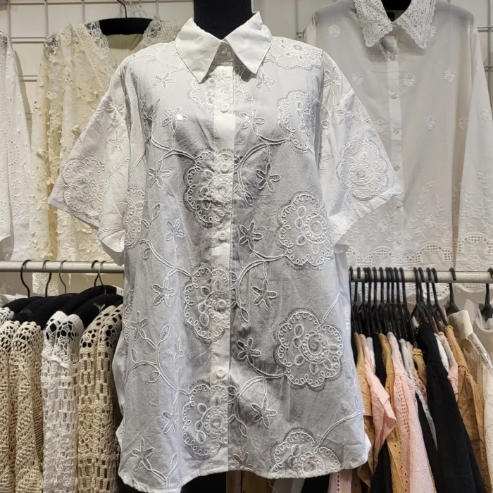 Camisa de Broderie Manga Corta Especial