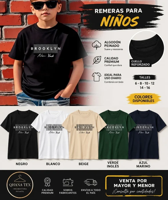 Remeras de Niños Algodón Peinado