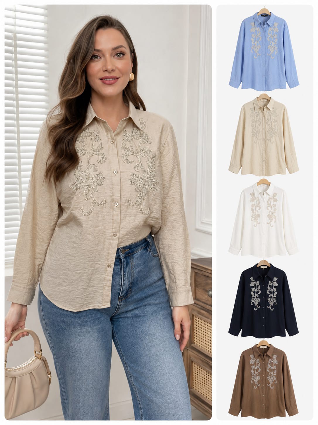 Camisa Lino Importada Talle Especial - Imagen 2