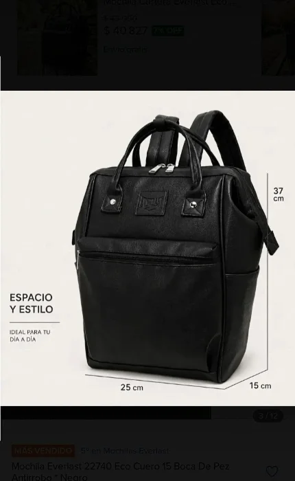 Mochila Everlat (boca de Pez ) Eco Cuero .