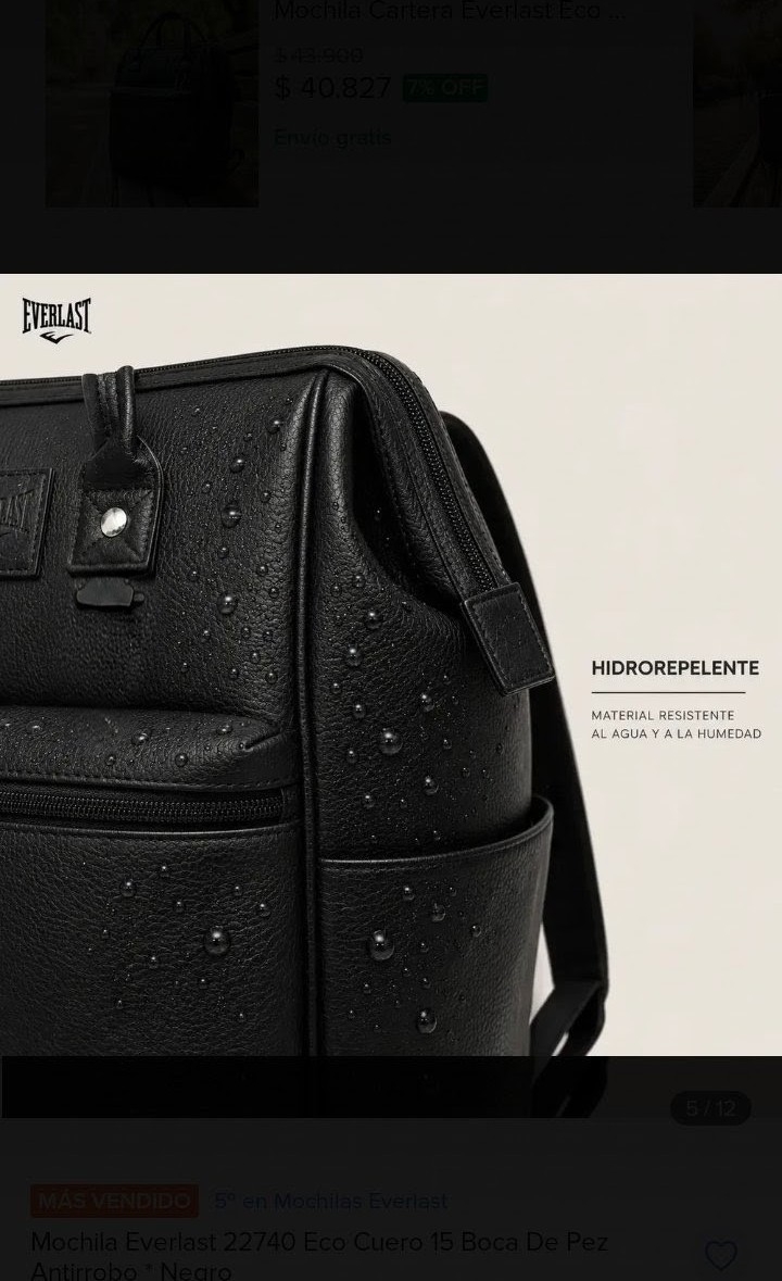 Mochila Everlat (boca de Pez ) Eco Cuero . - Imagen 2