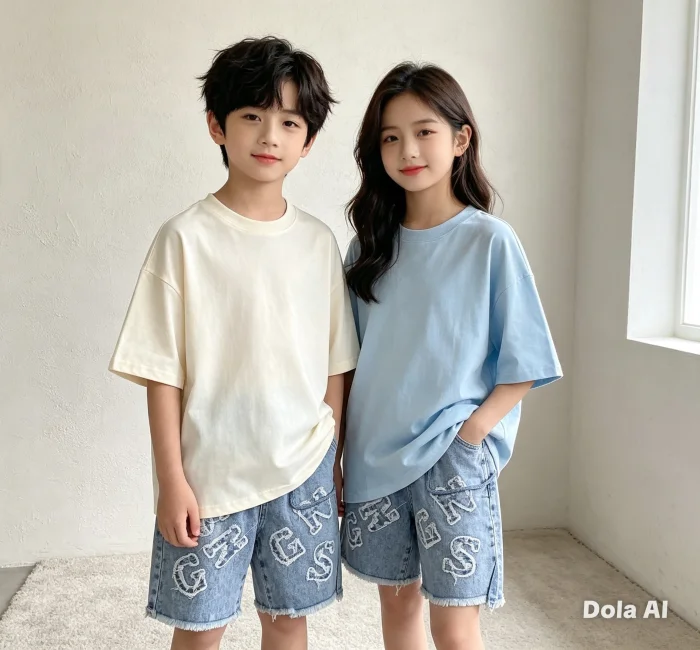 Bermudas Unisex  Bordadados con Letras Infantiles