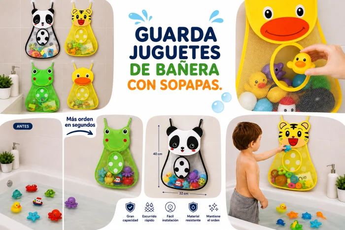 Organizador Guarda Juguetes con Sopapas de Bañera Analia Bebes