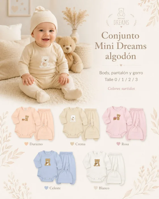 Conjunto Algodon 3 Piezas  Mini Dreams