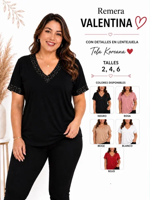 Remera Valentina con Brillo