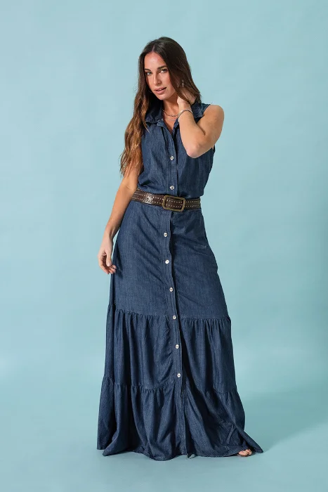 6056 Vestido Largo Volados