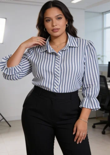 Camisa de Polina Rayada Manga 3/4