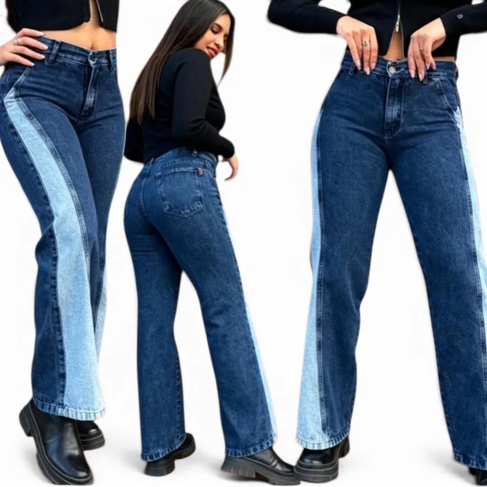 Wide Leg con Costuras Combinadosi
