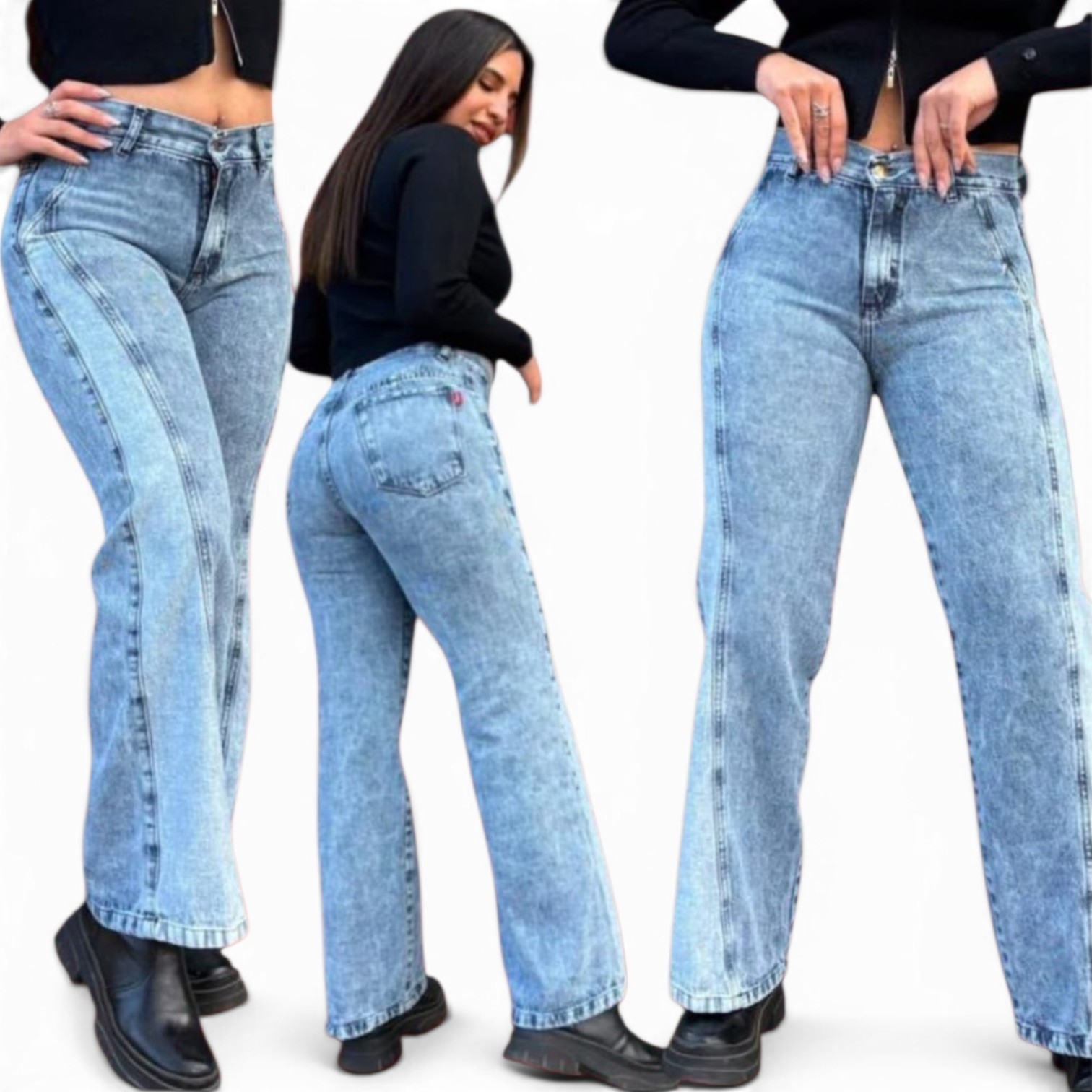 Wide Leg con Costuras Combinadosi - Imagen 2