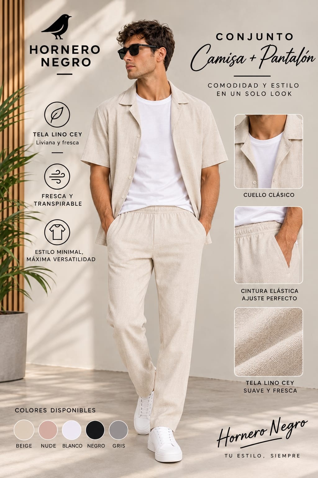 Conjunto de Lino  Camisa  y Pantalón - Imagen 2