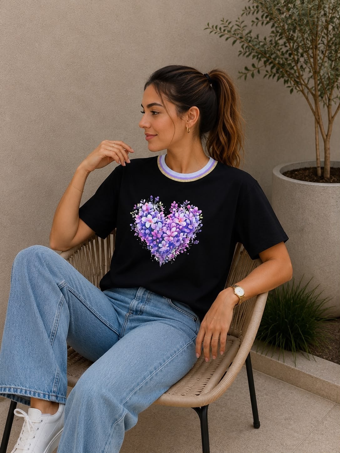 Remera Dama Estampada Cuello Multicolor - Imagen 2