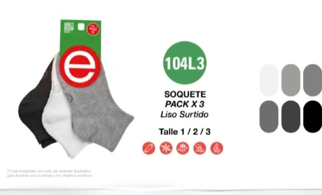 (art:104l.3)elemento Tripack,soquetes Niñ@s Lisas - Imagen 2