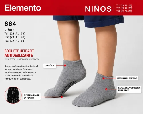 (art:664) Antideslizante Soquete Niñ@s Lisas Elemento