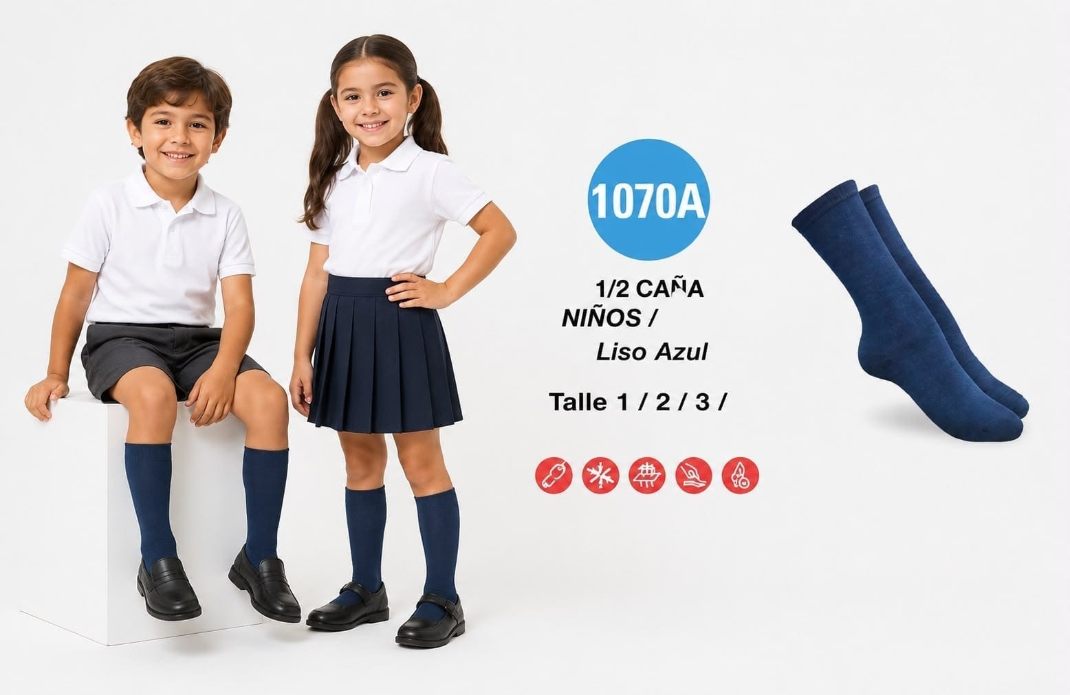 (art:1070a) Elemento Medias Niñ@s 1/2 Caña Colegial Lisas - Imagen 4
