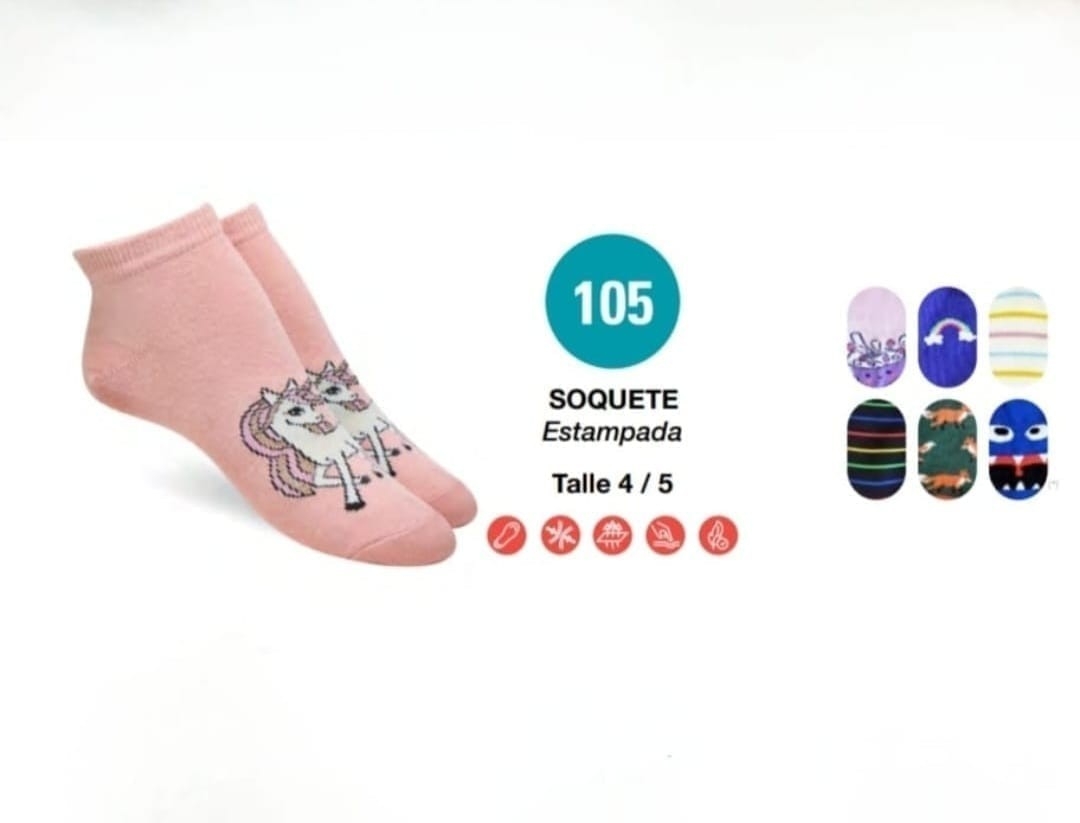 (art:105)elemento Soquete Juvenil Unisex Estampado - Imagen 5