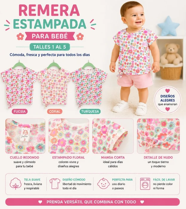 Remera Flores con Lazo