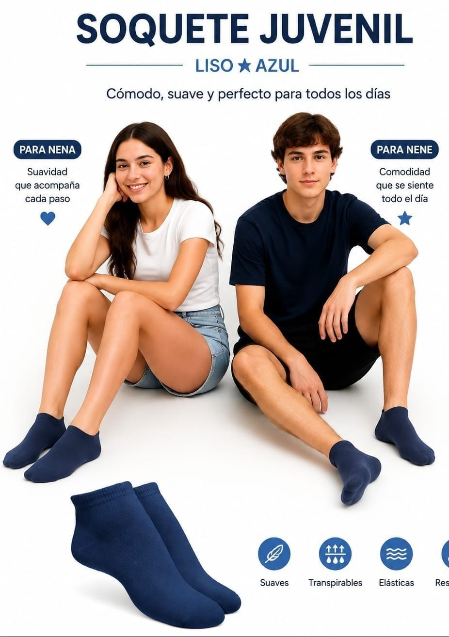 (art:105a)elemento Media Colegial Soquete Juvenil Unisex - Imagen 3