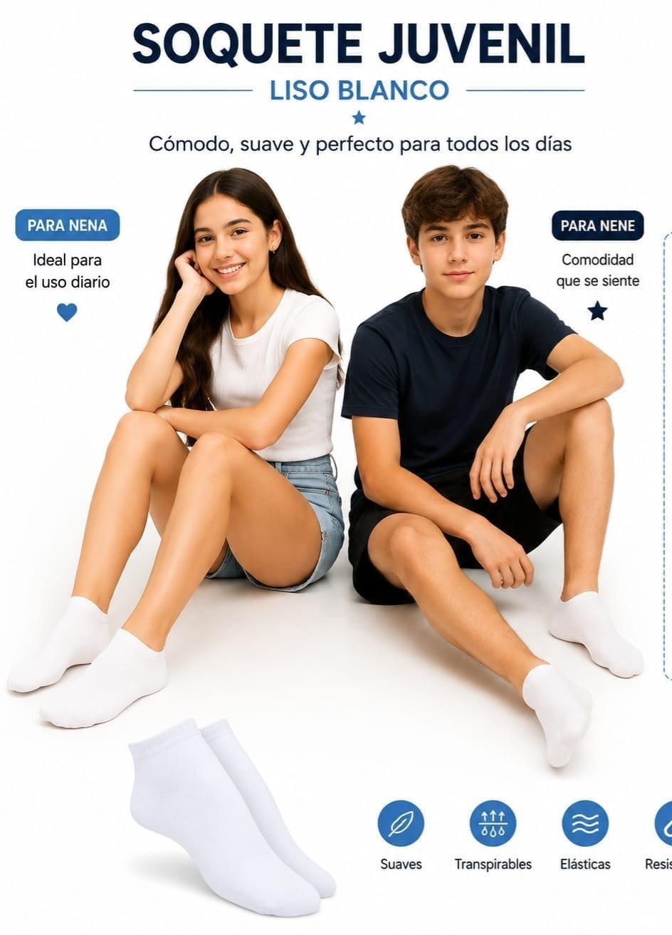 (art:105b)elemento Media Colegial Soquete Juvenil Unisex - Imagen 2