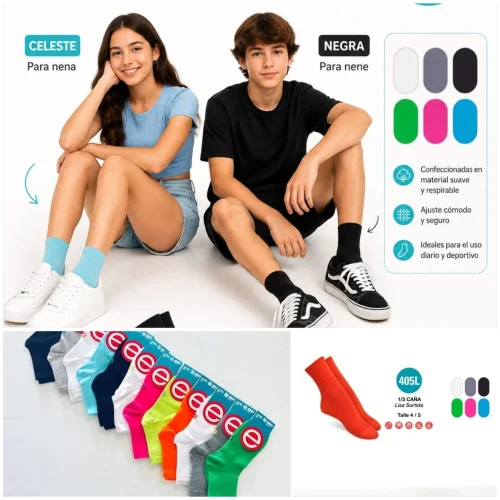 (art:405l)elemento Media Juvenil 1/3 Caña Unisex Lisas