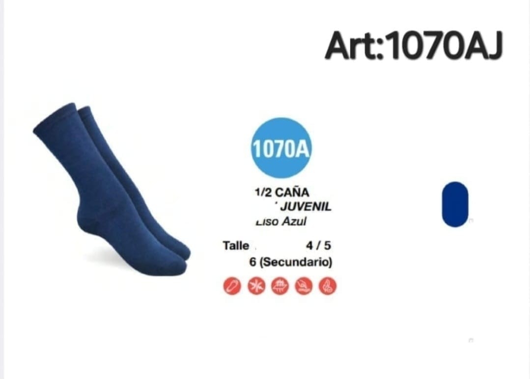 (art:1070aj) Elemento Media Juvenil Colegial 1/2 Caña Unisex Lisas - Imagen 2