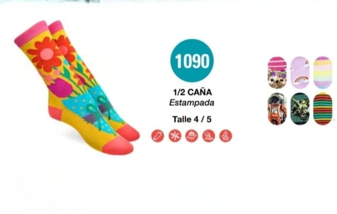 (art:1090) Elemento Media Juvenil 1/2 Caña Unisex Estampada - Imagen 5