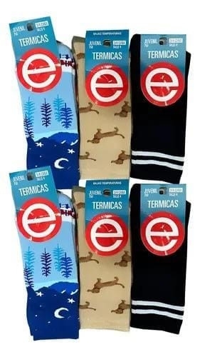 (art:750) Elemento Medias Termica Juvenil  3/4 de Caña Unisex Estampadas - Imagen 4
