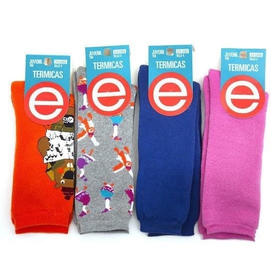 (art:750) Elemento Medias Termica Juvenil  3/4 de Caña Unisex Estampadas - Imagen 5