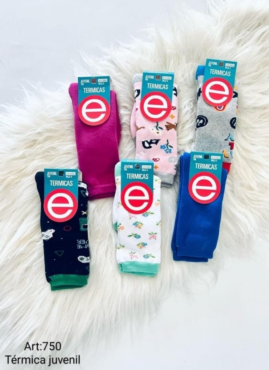 (art:750) Elemento Medias Termica Juvenil  3/4 de Caña Unisex Estampadas - Imagen 8
