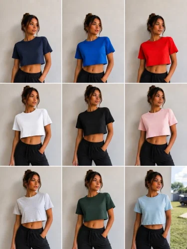 Crop Tops Oversize Algodón Peinado