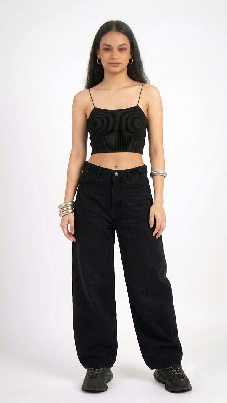 Jean Baggy Strass Regulador Dama Pantalón Ancho Denim Mujer 2000's Ajustable Brillos - Imagen 7