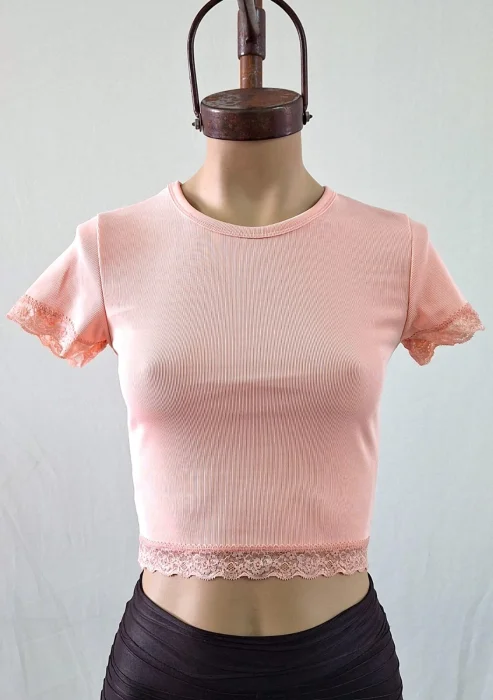 Remera Top Puntilla Manga Morley Cotton