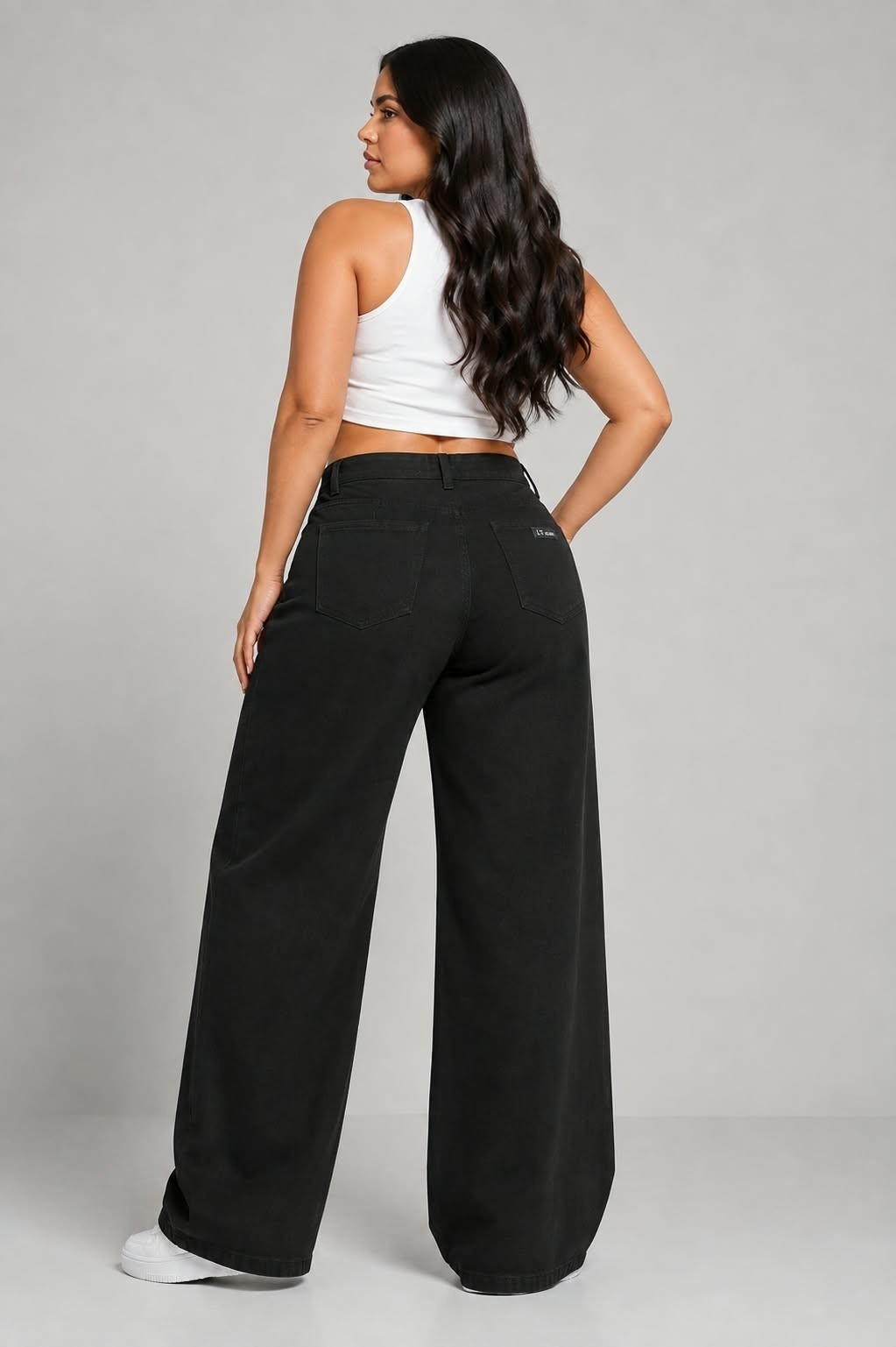 Wide Leg Negro Rigido - Imagen 2