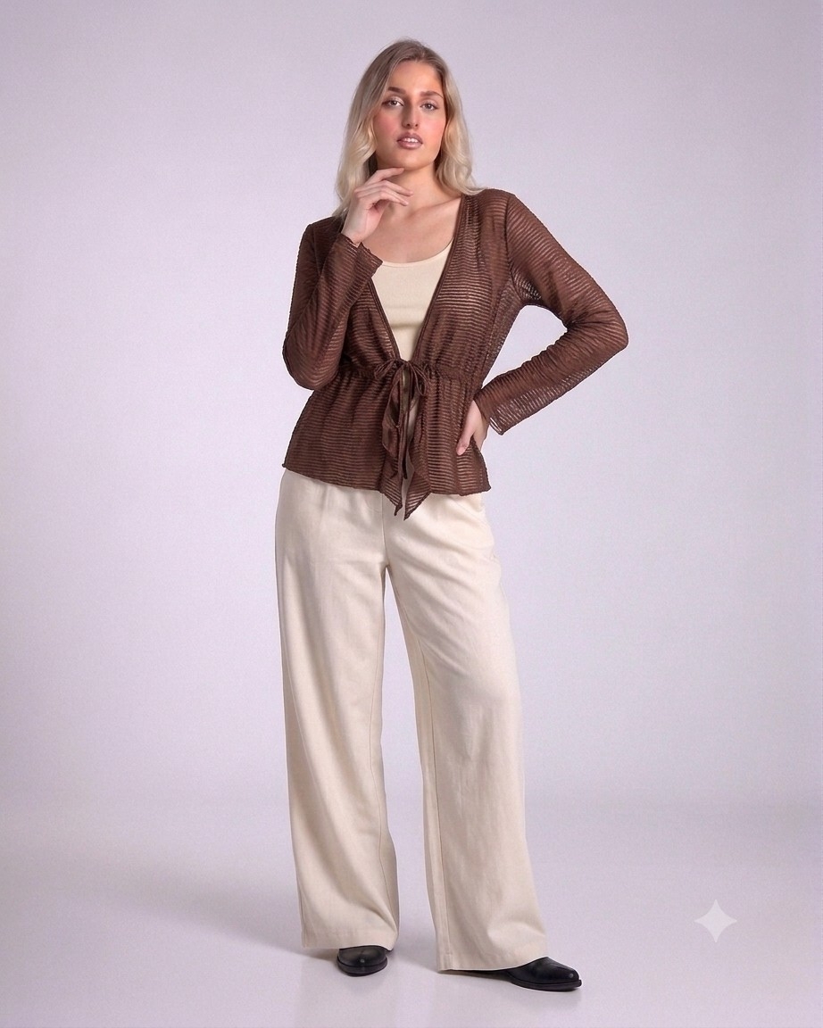 (em4748) Blusa Translucida Gasa con Brillo 5049 - Imagen 2