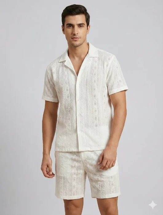 Camisa Manga Corta Broderi Conjunto